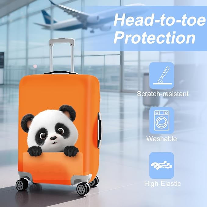ANNA QUEEN Funny Cut panda Travel Luggage Cover Suitcase Protector Suitcase Cover Anti-Scratch,Stretchable Fit for 18-32Inch Luggage,Travel Bag Cover Washable XL(fits 29-32Inch suitcase)