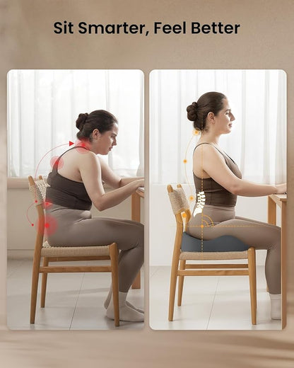 ProtoArc Extra Large Seat Cushions for Office Chairs, Ergonomic Memory Foam Seat Cushion for Home, Extra Cover, Car Seat Cushions for Driving, Pressure Relief Pad for Sciatica - Dark Gray