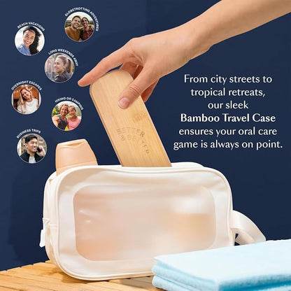 Better & Better Travel Case Designed for The Bamboo Sonic Toothbrush | Fits 2 Replacement Brush Heads & 1 Electric Brush Handle | Natural Bamboo with Dual Magnetic Closure