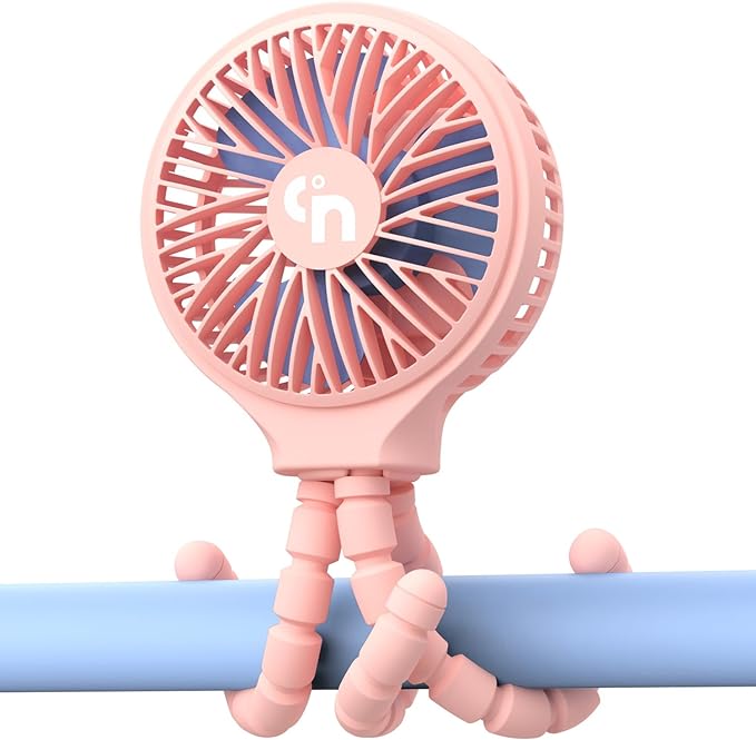 WiHoo Portable Stroller Fan, 11H Ultra-long Battery Life 3 Speed 360°Rotate, USB Rechargeable or Battery Operated Cooling Clip On Personal Fan for Baby Crib Travel Car Seat Pink