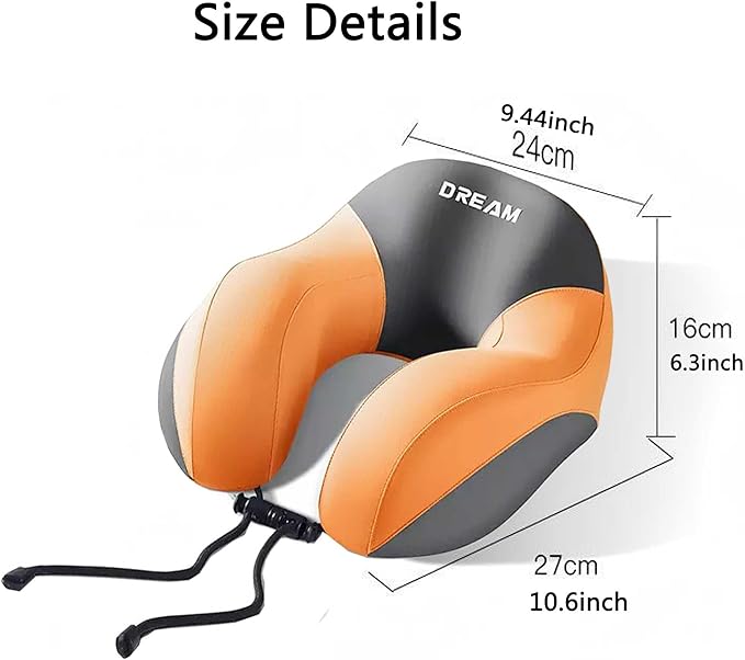 Neck Pillow for Traveling,Travel Pillow with Hard Case for Airplane 100% Pure Memory Foam,Travel Neck Pillow for Flight Headrest Sleep,Travel Essentials (Orange)
