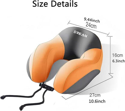 Neck Pillow for Traveling,Travel Pillow with Hard Case for Airplane 100% Pure Memory Foam,Travel Neck Pillow for Flight Headrest Sleep,Travel Essentials (Orange)
