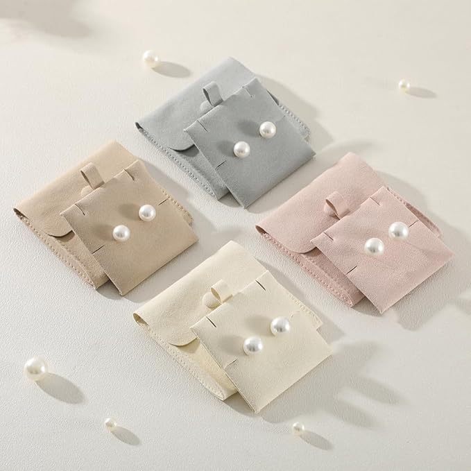 10pc Mini Jewelry Pouch For Necklace Stud Earring，Travel Jewlery Box Case Storage, Small Ring Boxes Pouches Bags Organizer For Women (Pink)