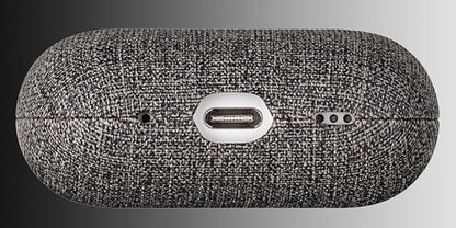 LOPIE for AirPods Pro 2nd Generation Case (Not for 3rd Gen) - Canvas Style Vegan Leather - Protective Hard Shell Cover for Men/Women - Handmade for AirPods Pro 2 Case Cover - Gray