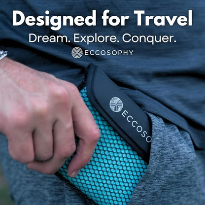 ECCOSOPHY Microfiber Beach Towel – Quick Dry Gym Towel, Highly Absorbent with Ribbed Texture, Lightweight – Ideal for Travel, Pool, Yoga, Fitness & Outdoor Adventures – 60x30 Charcoal