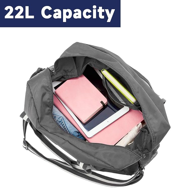 Arxus Foldable Tote Bag for Travel Expandable Lightweight Carry On Luggage 22L Packable Duffle Bag for Traveling