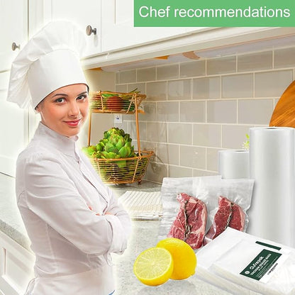 O2frepak Multi-Size 50x 6''x10'',50x 8''x12'',50 X10'' X13''and 3 Rolls11''x20',3 Rolls 8''x20' BPA Free Sous Vide Seal a Meal Commercial Grade Vacuum Seal PreCut Combo Pack Bags Rolls