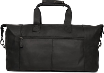 Leabags Leather Weekender | Genuine Leather Premium Travel Bag | 41L Sports Duffle Gym Training Airplane Bag | Large | Natural Black | Women & Men