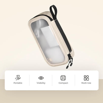 pack all Clear Electronic Organizer, TPU Cable Organizer Bag, Compact Cord Travel Organizer for Cables, Chargers, Phones, USB cords, SD Cards (Beige)