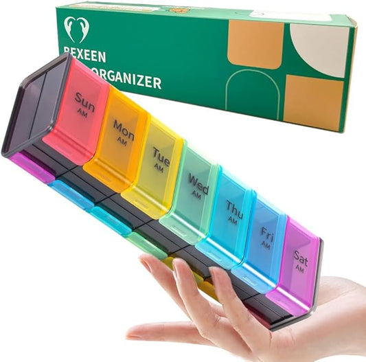Extra Large Pill Organizer- XXL Pill Box 7 Day - Weekly Pill Organizer with AM PM Large Compartments Big Pill Case for Supplements Jumbo Pill Holder for Vitamins Huge Medicine Organizer 2 Times a Day