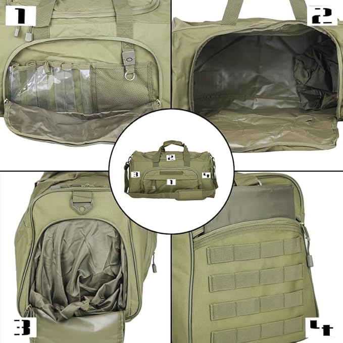 Military Tactical Outdoor Gym Bag Small Duffel Bag with Shoes Compartment for Sports Travel Camping Hunting (B-Green)