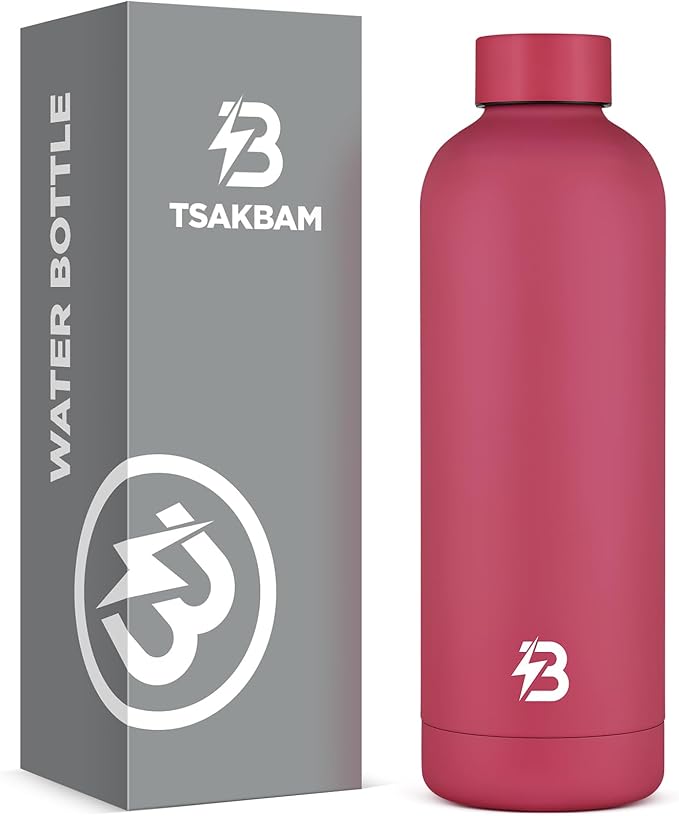 Insulated Water Bottle with Lid, 25 oz Reusable Leak-Proof Metal Stainless Steel Water Bottles for Travel, Sports, Gym, Outdoor (Brick Red)