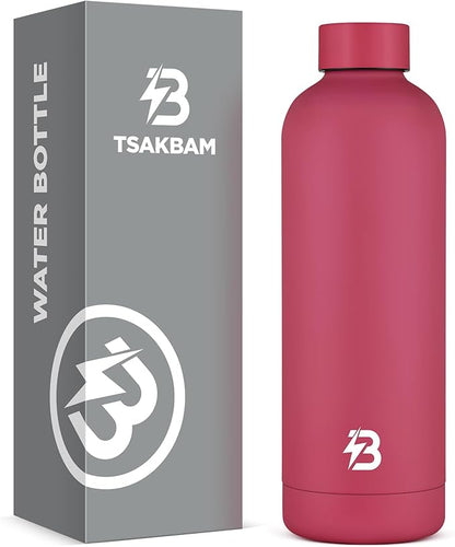 Insulated Water Bottle with Lid, 25 oz Reusable Leak-Proof Metal Stainless Steel Water Bottles for Travel, Sports, Gym, Outdoor (Brick Red)