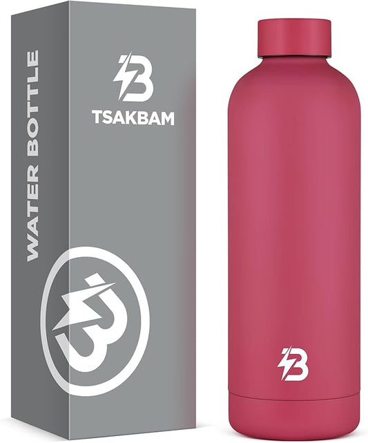 Insulated Water Bottle with Lid, 25 oz Reusable Leak-Proof Metal Stainless Steel Water Bottles for Travel, Sports, Gym, Outdoor (Brick Red)