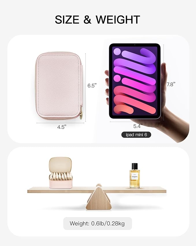 Vlando Gifts for Women, Jewelry Box with 8 Velvet Jewelry Bags Travel Jewelry Case for Women Girls Jewelry Organizer Necklace Rings Earrings Bags Gift Ideas for Birthday Bride (Pink)