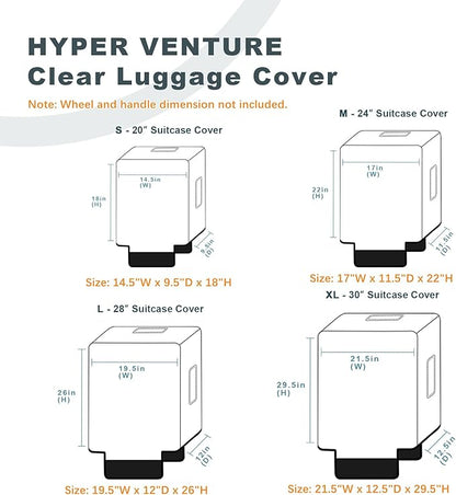 HYPER VENTURE Clear PVC Luggage Cover Full Transparent Suitcase Protector Fits 30 Inch Luggage, XL