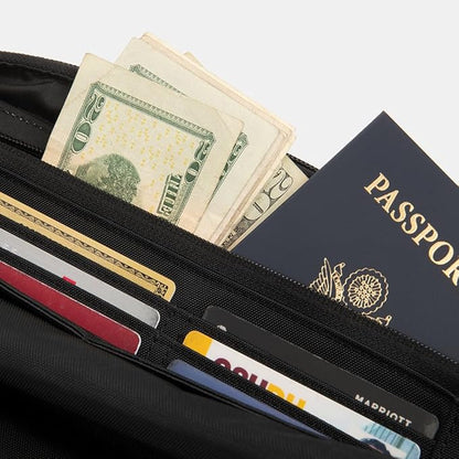 SLNT Essentials Tech Organizer with Faraday Tablet Sleeve & RFID-blocking Pocket - Signal-shielding Storage Case for Tablet & Accessories, Passport, Credit Cards - Lockable D-ring, Water-resistant