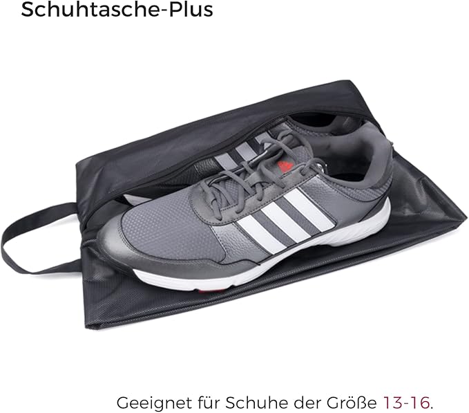 pack all Plus-Sized Shoe Bag for Travel, Water-Resistant Shoe Pouch for Gym, Odor-Resistant Soccer Cleats Bag for Sport (Black, 2-Pack)