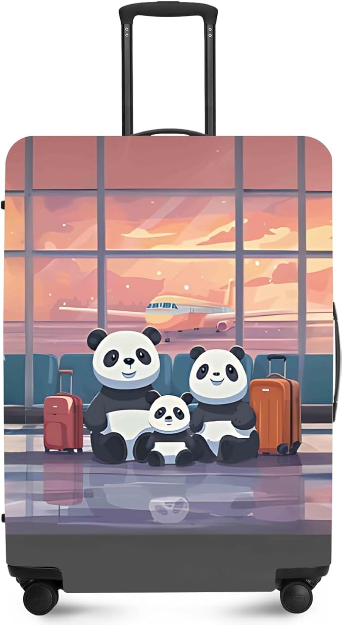 ANNA QUEEN Cut Panda Family Travel Luggage Cover Washable Suitcase Protector Suitcase Cover Anti-Scratch,Stretchable Fit for 18-32Inch Luggage,Travel Bag Cover M(fits 22-25Inch suitcase)
