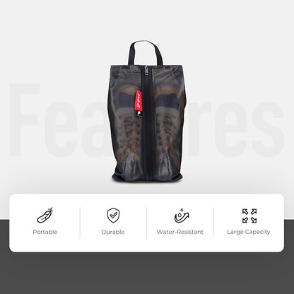 pack all Shoe Bag for Travel, Water-Resistant Shoe Pouch for Gym, Odor-Resistant Soccer Cleats Bag for Sport (Black, 2-Pack)