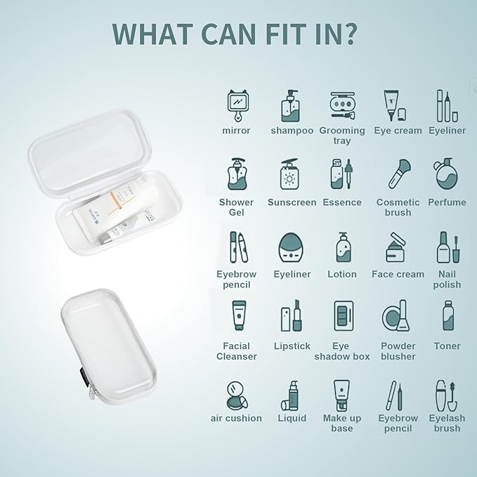 Set of 2 - Hard Sided Clear Zipper Case for Storage - Professional-Grade Plastic Hard Shell Zippered Organizers, Cosmetic Bag, Snack Bins