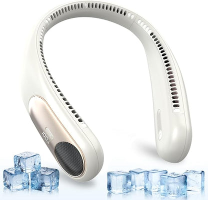 Portable Neck Fan,Personal Wearable Bladeless Fan,LED Display,4-Speeds,6000mAh USB Rechargeable,360° Strong Cooling Wind,Hands Free,Long Lasting,Birthday Gifts for Men Women Dad Mom (Light grey)