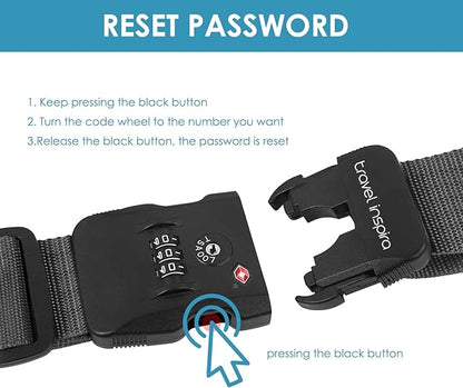 Travel Inspira Luggage Straps for Suitcases with TSA Lock, Protect Your Luggage Anti-Burst, High Visibility Color, Easy to Identify Luggage Adjustable Heavy Duty Belt for 20-32 Inch Suitcases