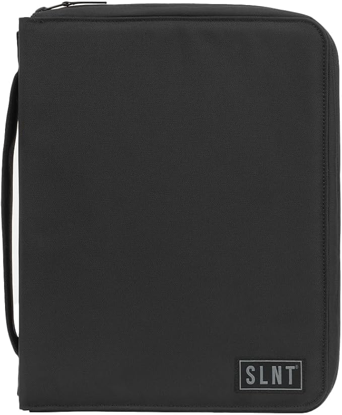 SLNT Essentials Tech Organizer with Faraday Tablet Sleeve & RFID-blocking Pocket - Signal-shielding Storage Case for Tablet & Accessories, Passport, Credit Cards - Lockable D-ring, Water-resistant