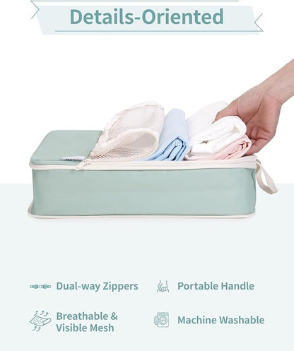 Narwey 6 Set Compression Packing Cubes for Travel Kids Women Carry on, Packing Organizers Bag for Backpack Luggage Suitcase Duffle Bags