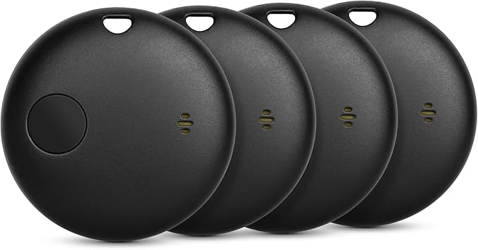Geevon Smart tag-4 Pack Bluetooth Tracker Work with Apple Find My (iOS Only).Item Finder for Keys, Wallet,Backpack, Luggage (4P Black)