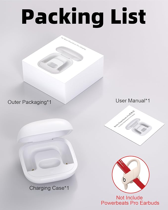 Charging Case Replacement for Powerbeats Pro: Beats Earbuds Charger Case with Bluetooth Pairing Sync Button, 700mAh Battery, Earbuds Not Included