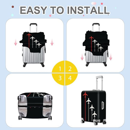 ANNA QUEEN Flight Pattern Luggage Cover, Airplane Travel Luggage Protector, Stretchable, Washable Sleeve for 20-34 Inch Luggage
