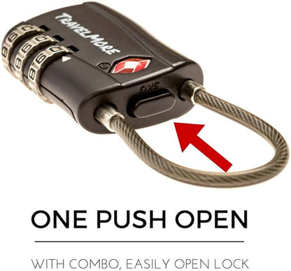 TravelMore 10 Pack TSA Approved Travel Combination Cable Luggage Locks for Suitcases - Orange (10 Pack, Black)