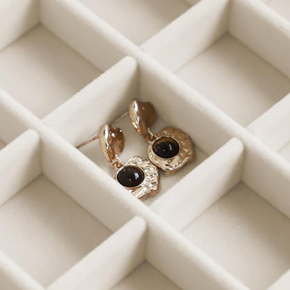 Stratalife Jewelry Organizer 40 Grid Jewelry Trays with Dust-proof Lid Velvet Earring Organizer Ring Holder Accessories Box Necklaces Earrings Storage for Women Drawers Cream