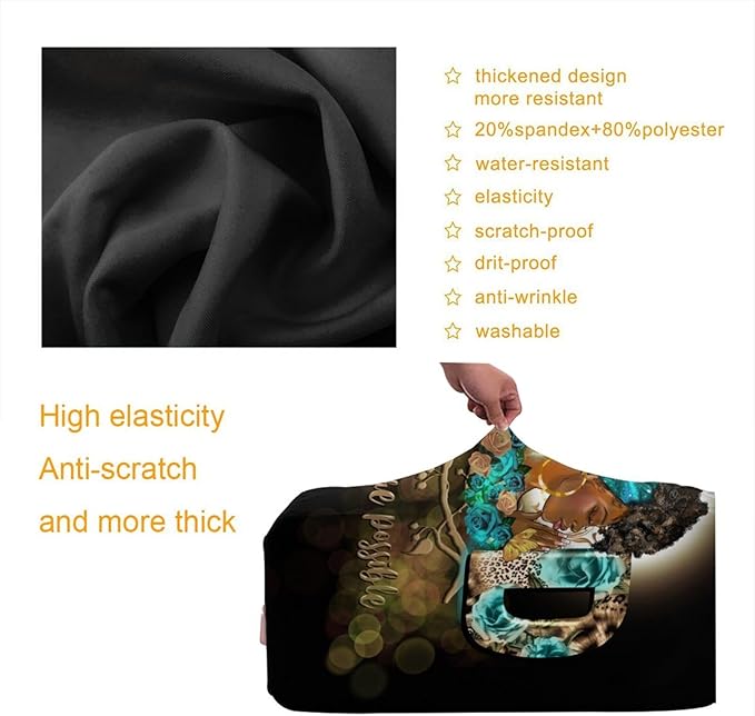 Travel Suitcase Protector African American Girl Elastic Protective Washable Luggage Cover With Concealed Zipper Suitable For 18-32 Inch(S (for 18-21 inch luggage))