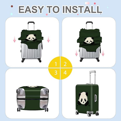 ANNA QUEEN Panda Luggage Cover, Cute Panda Design Suitcase Protector, Stretchable Washable Travel Sleeve for 24-26 Inch Luggage
