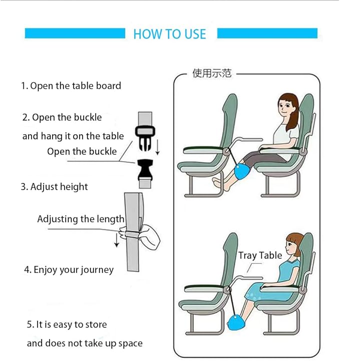 2 Pack Airplane Footrest,Travel Foot Hammock for Flights,Reduce The Swelling of Feet,Adjustable Height Relaxing Hammock for Legs and Feet Rest