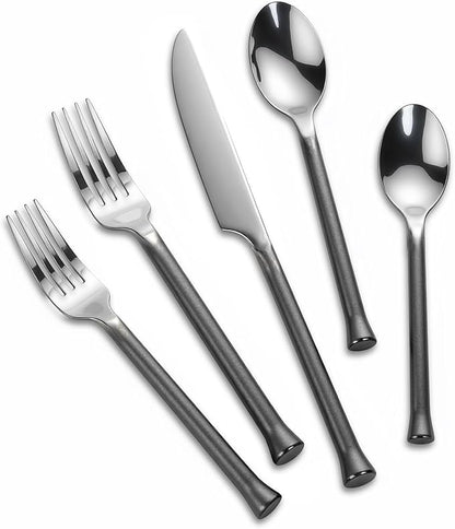 Silverware Set Flatware Set Stainless Steel Cutlery Set Vintage Black Handle Mirror Finished Heavy Duty 20 Pieces Service for 4
