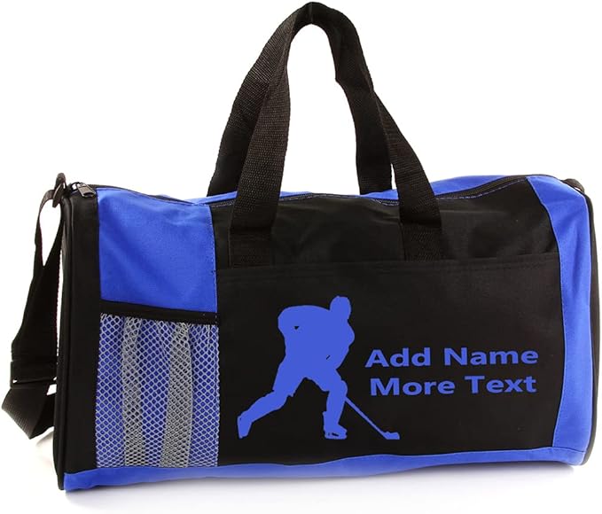 KishKesh Personalized Kids Sports Duffel Bag – Ideal for Hockey, Gym, Travel, Training & Workout – Durable, Costumizable Name & Text – Blue, 18" x 10" x 8"