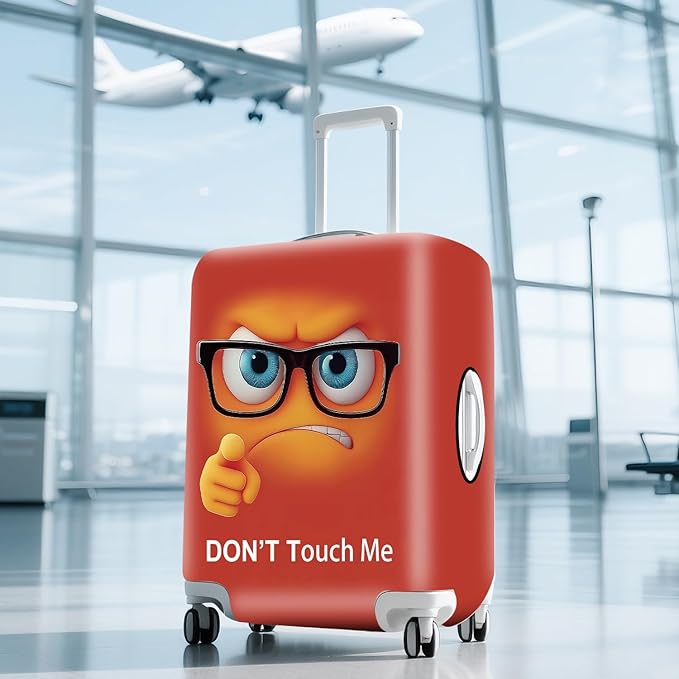 ANNA QUEEN Red Don't touch me Travel Luggage Cover Suitcase Protector Suitcase Cover Anti-Scratch,Stretchable Fit for 18-32Inch Luggage,Travel Bag Cover Washable L(fits 26-28Inch suitcase)
