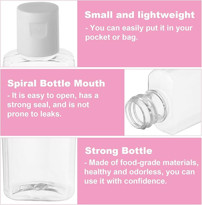 CYEAH 120 Pcs Plastic Travel Bottles 1oz Mini Shampoo Bottles Small Empty Bottles Refillable Cosmetic Containers with Flip Cap Clear Portable Small Bottles for Liquid, Lotions, Toner, Body Soap