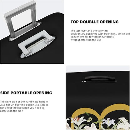 Decorative B Suitcase Protectors Elastic Washable Luggage Covers With Concealed Zippers For 18-32 Inch Luggage (Size S: Fits 18-21 Inch)