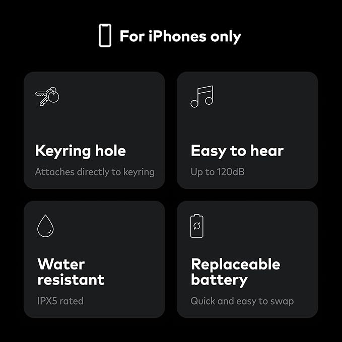 Chipolo ONE Spot - Key Finder, Bluetooth Tracker for Keys, Bag - Works with The Apple Find My app (only for iOS) (Almost Black)