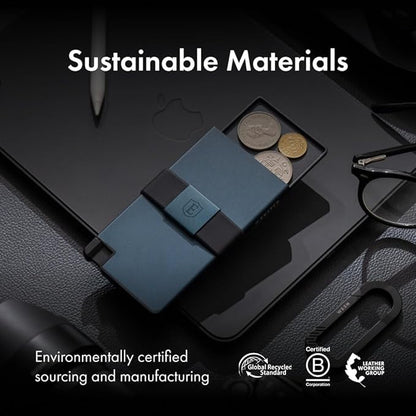 Ekster - Aluminum Cardholder Pro Wallet - All-Metal Aluminum Wallet for Men - Fits 7 Cards, RFID Blocking Layer, Ultra-Thin, Minimalist, Push Button, Card Access, Expandable, Trackable (Midnight Blue)