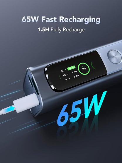 X DIGI Power Bank 20000mAh, 130W Laptop Portable Charger, 72Wh PD Fast Charging Battery Pack, TFT Smart Digital Display, 3-Port USB C Battery Pack Compatible with MacBook, iPhone 15, Samsung and More