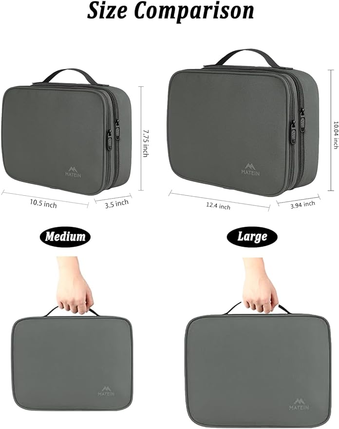 MATEIN Cord Organizer Bag, Travel Universal Cable Organizer Case Sturdy Accessories Pouch with Handle, Medium Electronic Carrying Bag for Cable, Grey