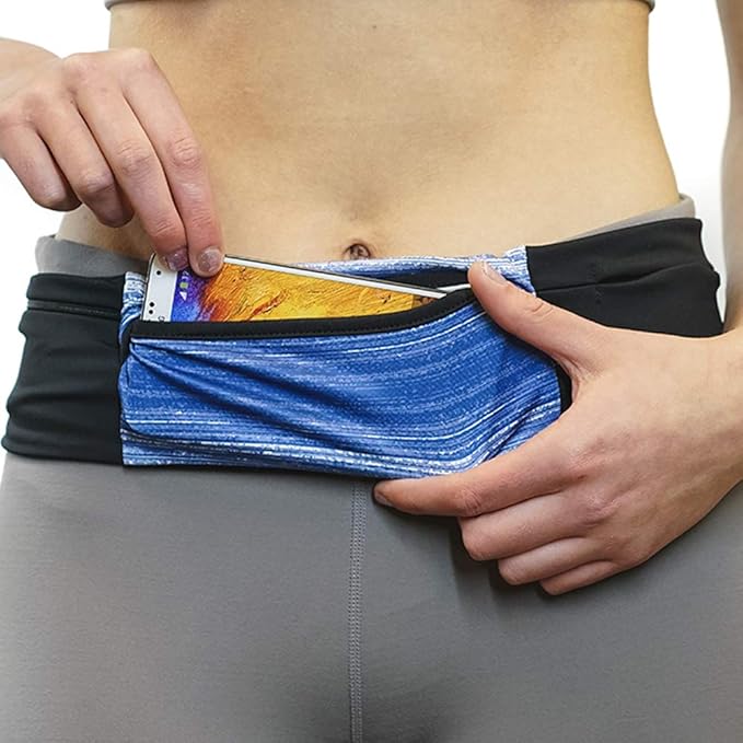 3 Pocket Adjustable Running Belt Waist Pack, Fanny Pack For Working Out With Sweat Resistant Backing, Holds All iPhone Models
