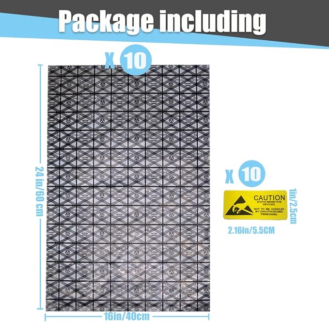 Open Top Super Large ESD Bags,10pcs 16X24in Antistatic Bag, Large ESD Anti Static Bags for Motherboard Video Card LCD Screen Electronic Device with Anti-Static Labels (10pcs16x24in)