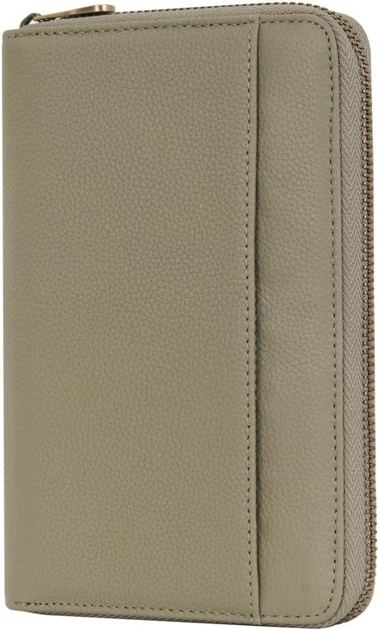 WASON Leather Zipper Travel Passport Wallet Holder RFID Blocking Cover, Passport case Pocket Slot for Card, Cash, ID, Boarding Pass and Ticket for Men, Women and Family Trips (Green)