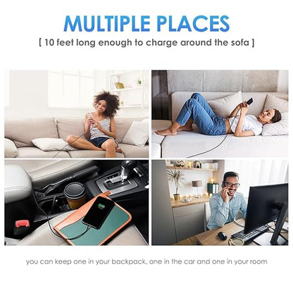 iPhone Charger 10FT Long Cable 3Pack [Apple MFi Certified] USB-A to Lightning Cable Nylon Braided Fast Charging Cord Compatible with iPhone 14/13/12/11 Pro Max/XR/XS/X/8/7/Plus/6S iPad/iPod/AirPods